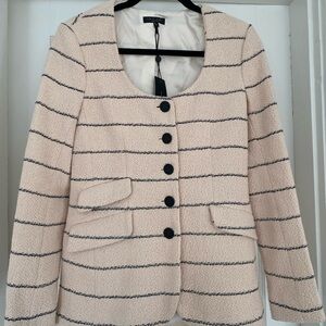 Rag & Bone Cream Striped Roslyn Tweed Blazer Sz 4